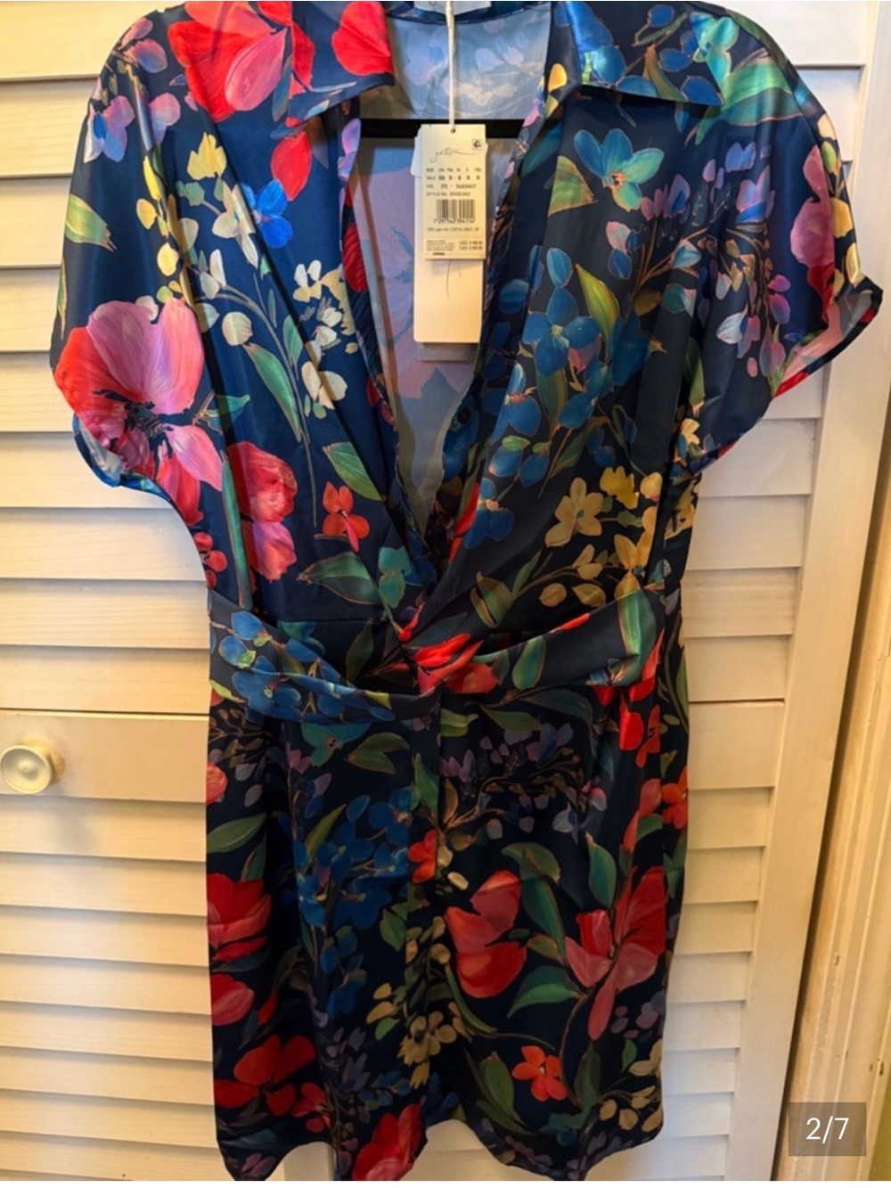 PRICE DROP! Navy Floral Garden Full Button-Front Dress NWT M - Picture 3 of 7